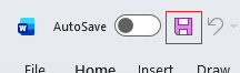 Save button on quick access toolbar in Word